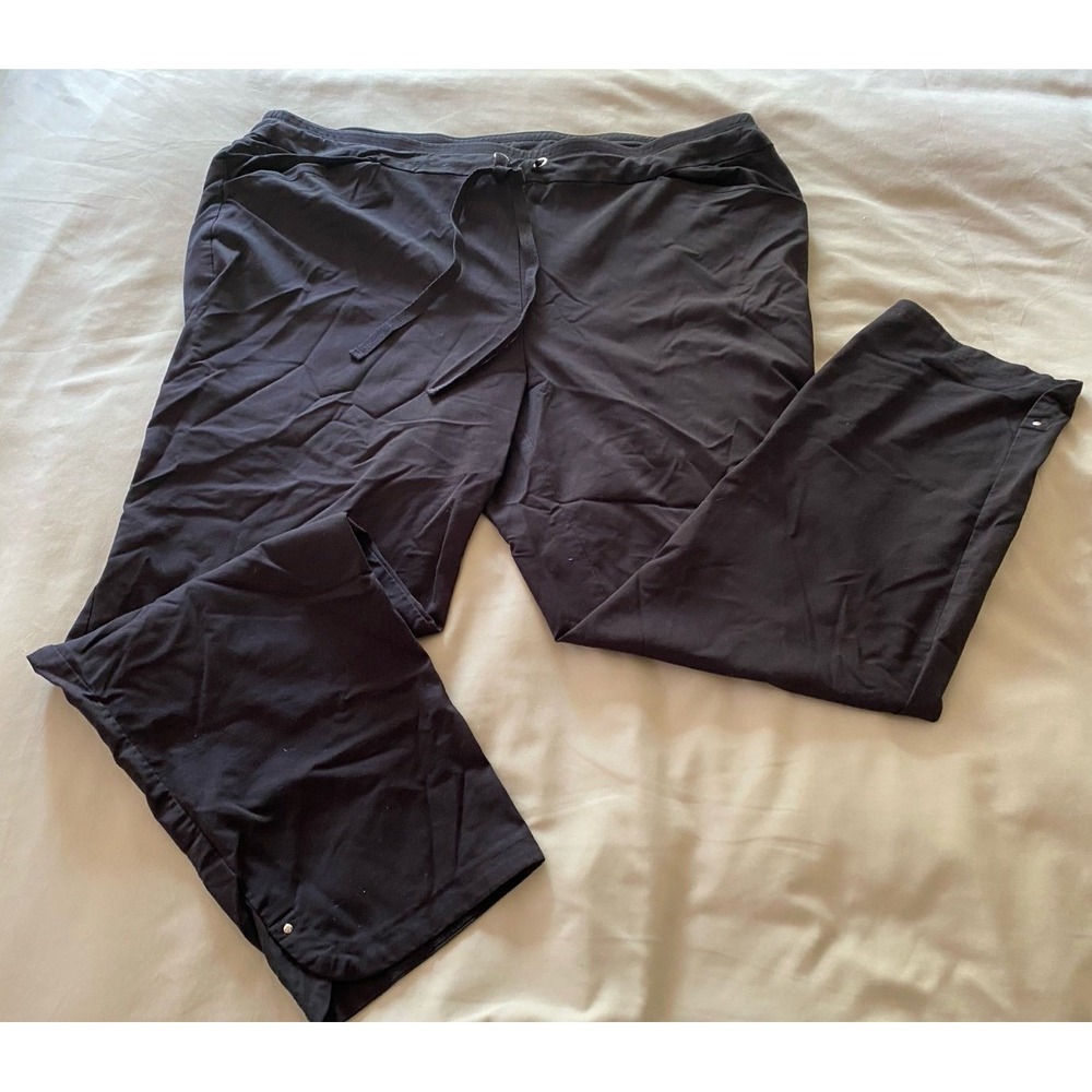 Chico's Weekends Perfect Stretch Cropped 3 XL Pants Black Drawstring Waist s10